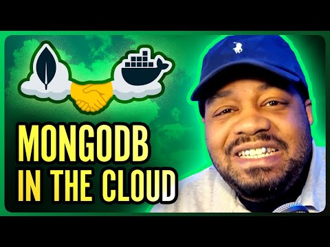 Image of Josh, host of the YouTube Channel - KeepItTechie - next to the Docker and MongoDB logos, which are situated above the text MongoDB In the Cloud.