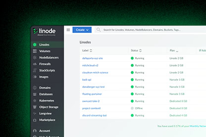 Screenshot of the Linode Cloud Manager.