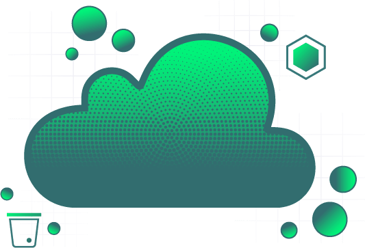 녹색 그라데이션으로 채워진 구름의 그림.